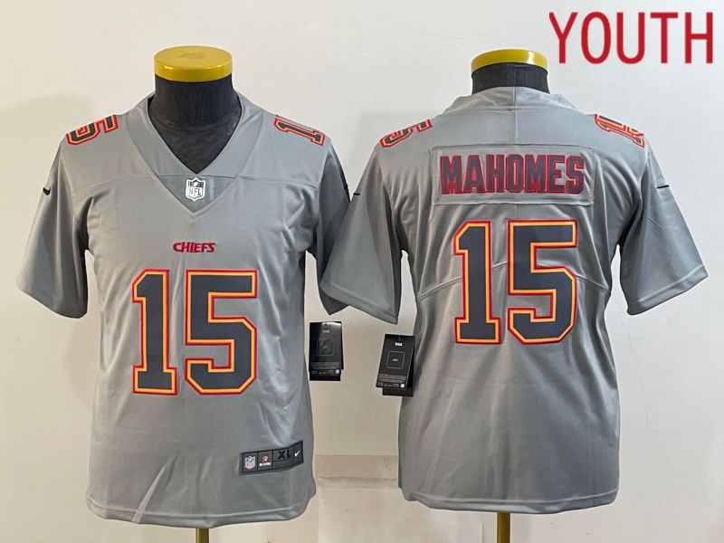 Youth Kansas City Chiefs 15 Mahomes Grey 2022 Nike Limited Vapor Untouchable NFL Jersey